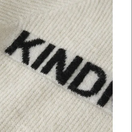 NAME IT KIDS rechtvallende gebreide trui met tekst en wol - ecru Meisjes Polyester Opstaande kraag, foto 3