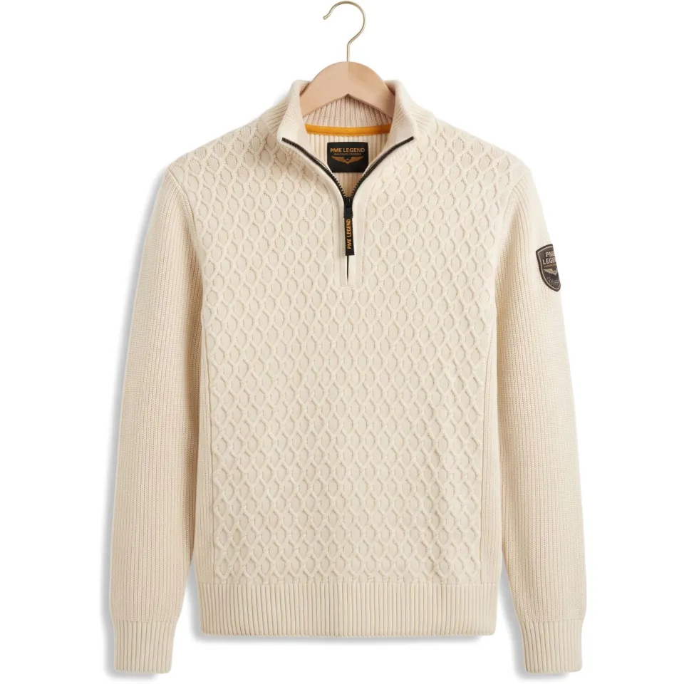 PME Legend regular fit gebreide trui - bone white, foto 4