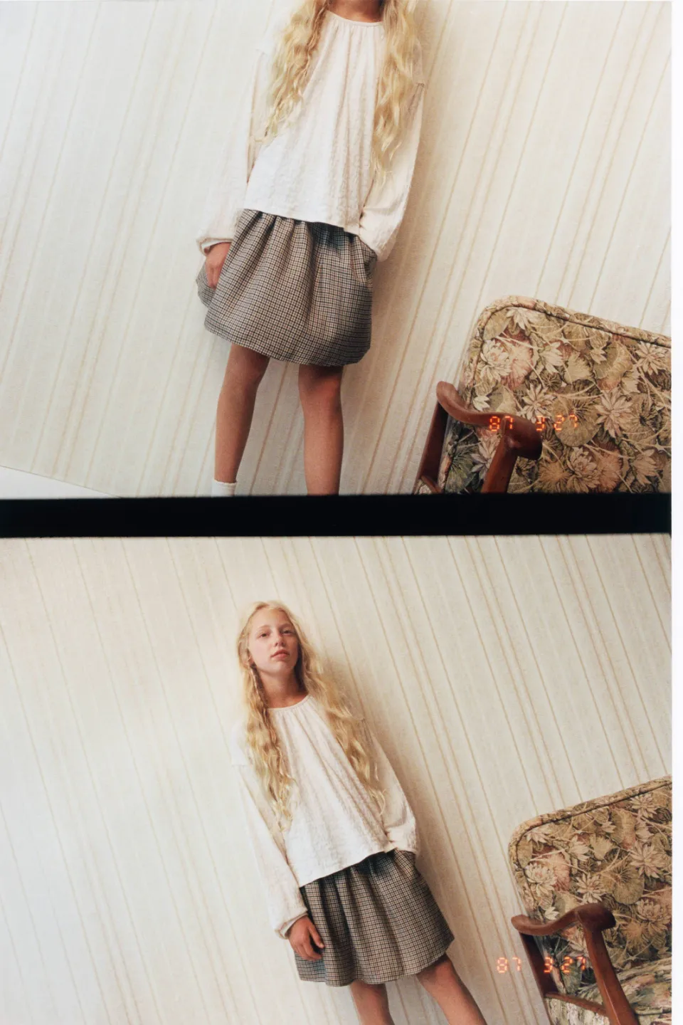 Mango Kids geruite korte rok beige, foto 5