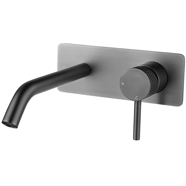 Wiesbaden Ribbd inbouw wastafelkraan eenhendel gunmetal