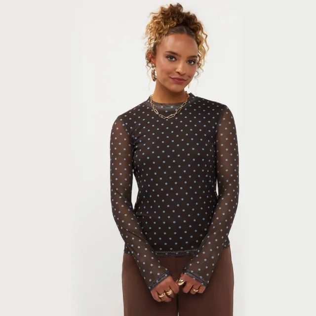 Ydence Bailey mesh top zwart