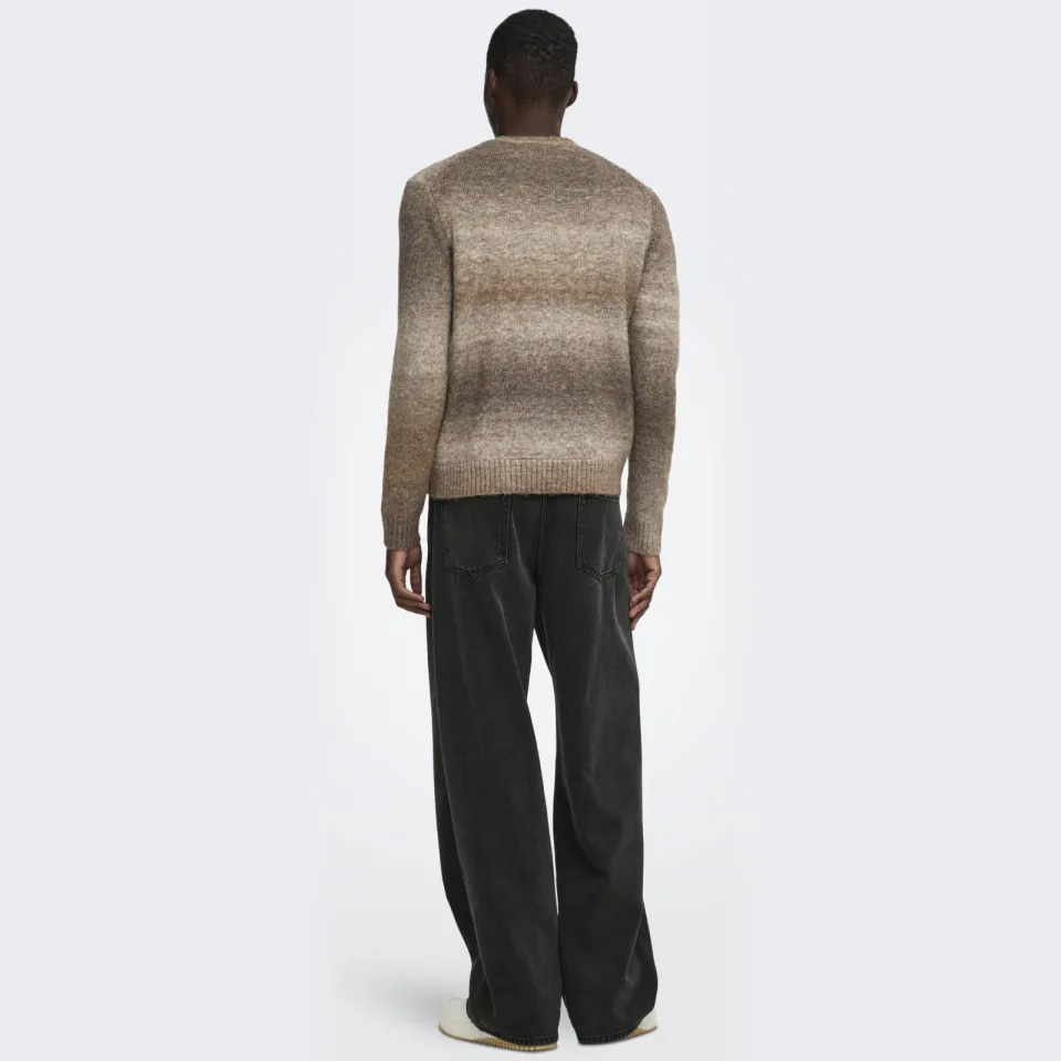 Only & Sons regular fit gebreide trui met wol - coffee bean, foto 4