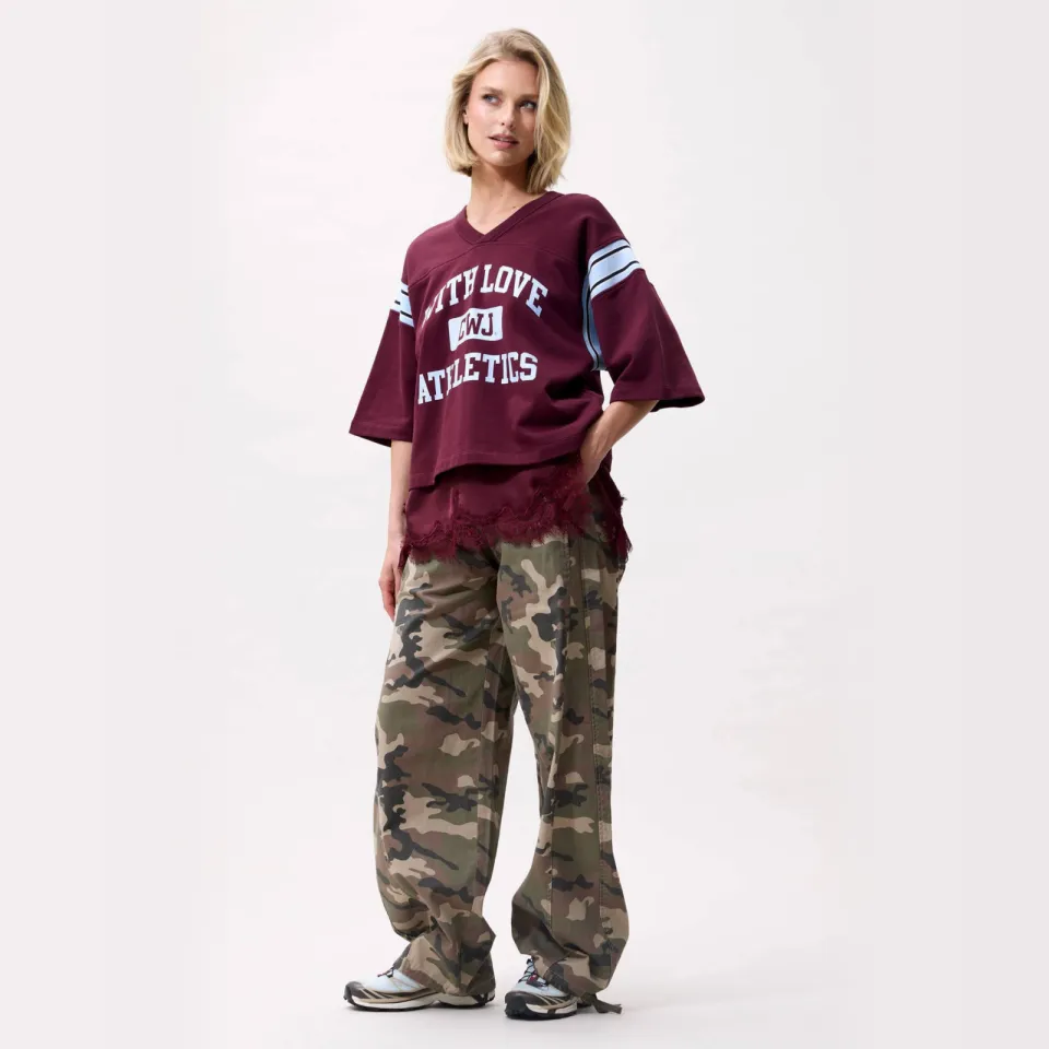 Catwalk Junkie katoenen sweater met print - donkerrood Donkerrood/lichtblauw