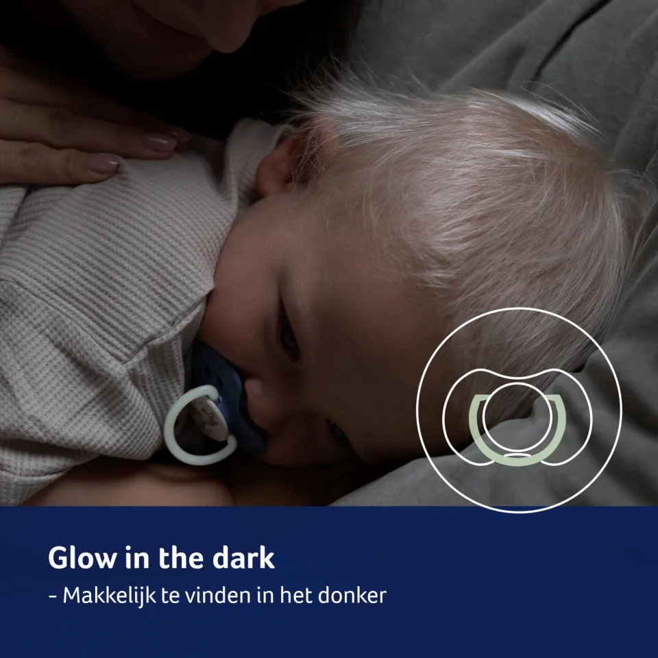 Difrax LOVI dynamische fopspeen glow in the dark blauw, foto 4