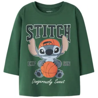 NAME IT MINI Lilo & Stitch longsleeve met print groen