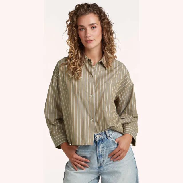 Circle Of Trust Blair blouse olijfgroen gestreept Beige