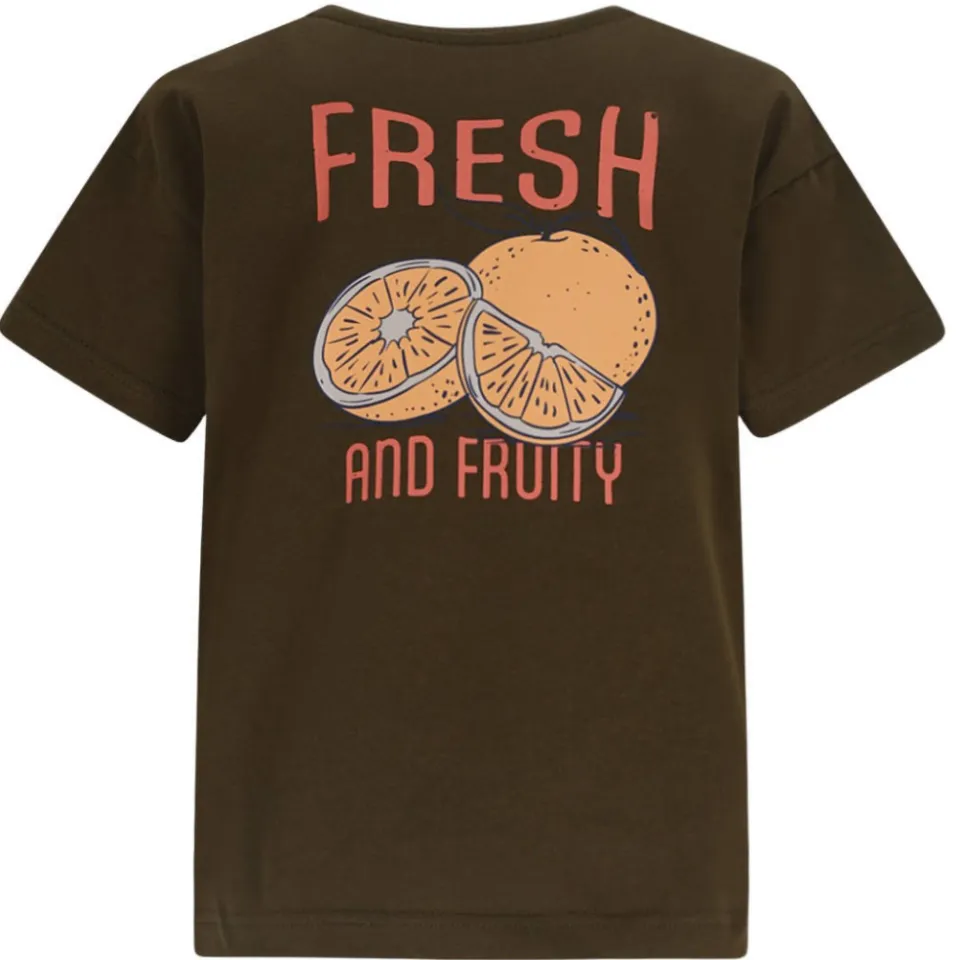 Like Flo T-shirt met backprint donkerbruin donkergroen, foto 4