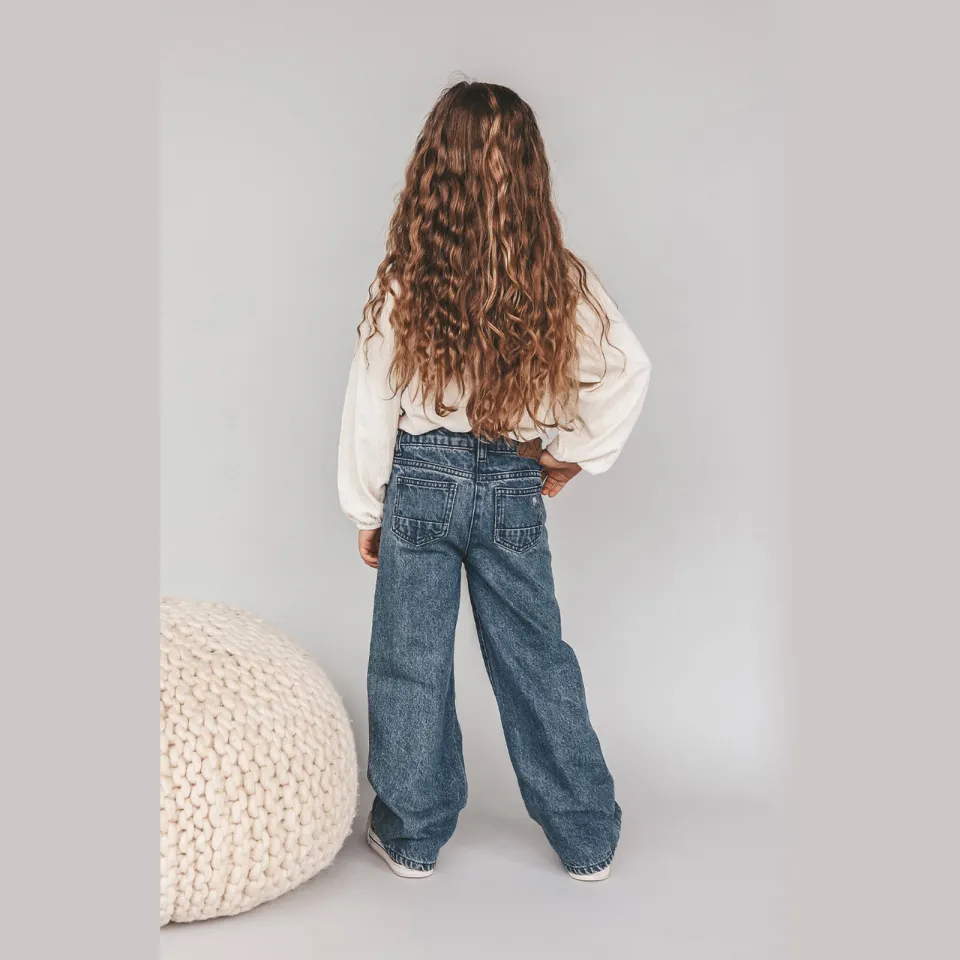 Your Wishes wide leg medium blue denim, foto 3
