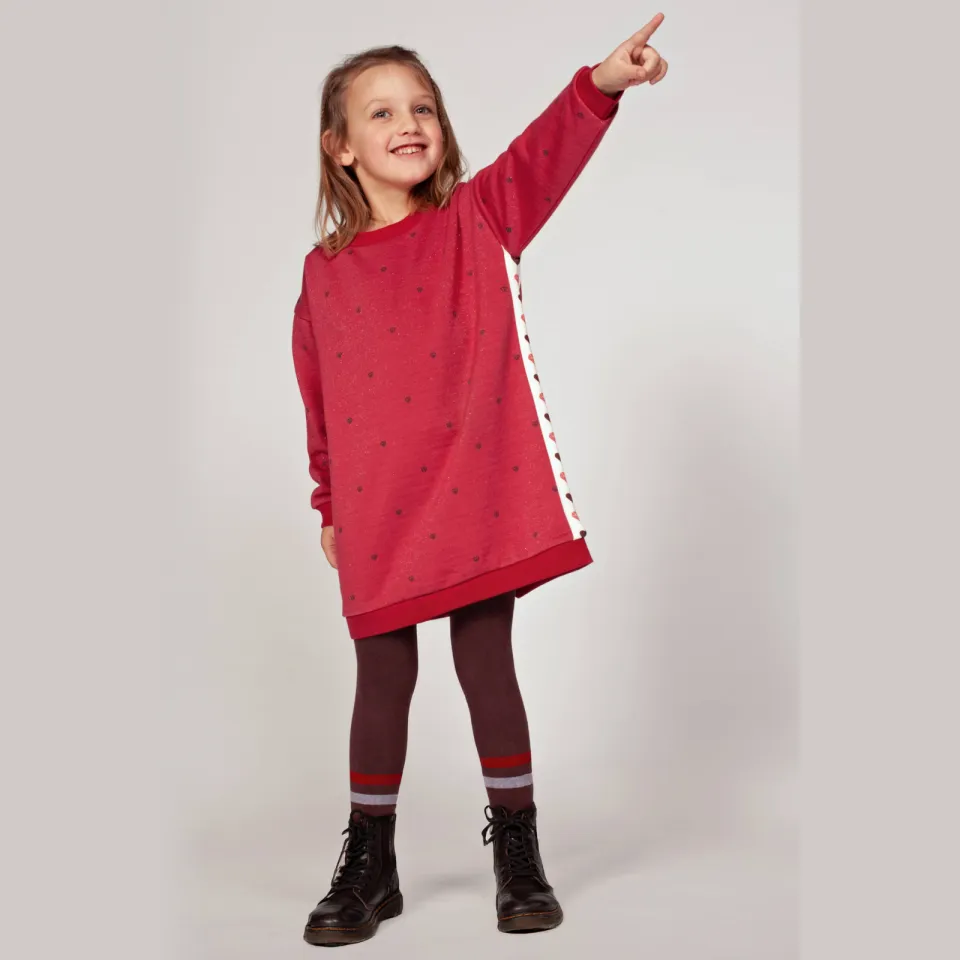 Jubel midi sweatjurk met hartjes roze, foto 3