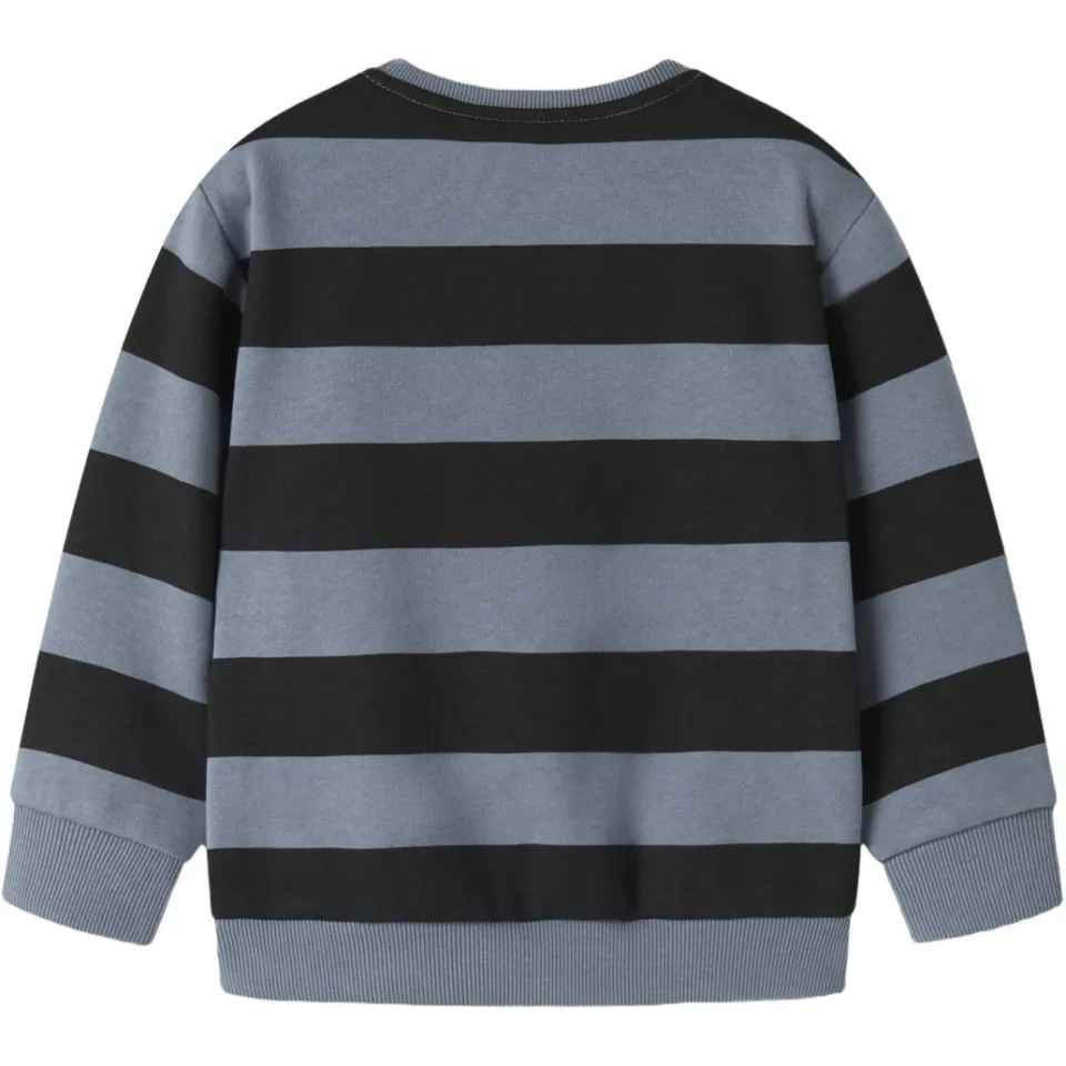 NAME IT MINI gestreepte sweater met patch blauw, foto 2