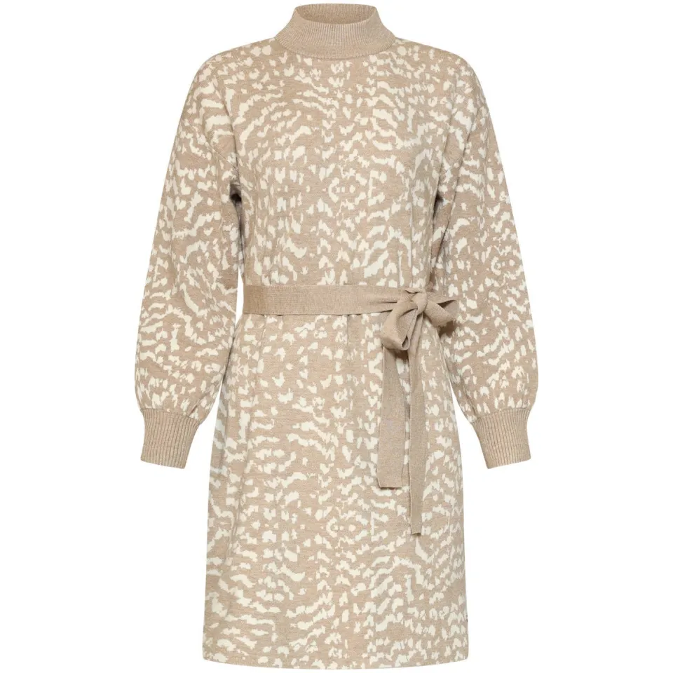 Smashed Lemon gebreide jurk met col en print - beige, foto 2