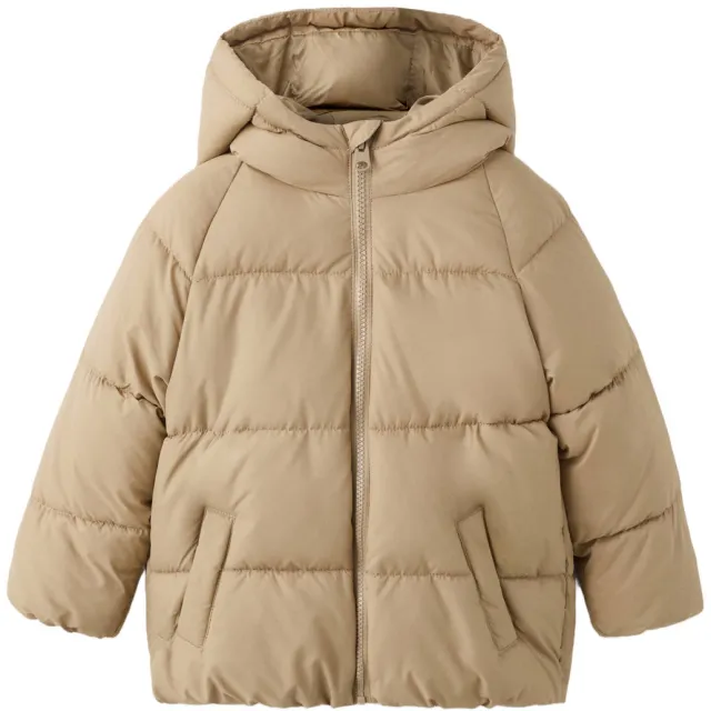 Mango Kids gewatteerde winterjas lichtbruin