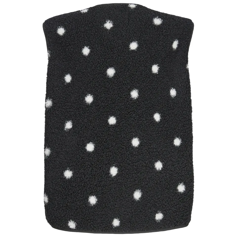 JJXX GIRL rechtvallend teddy gilet met stippen - zwart, foto 3