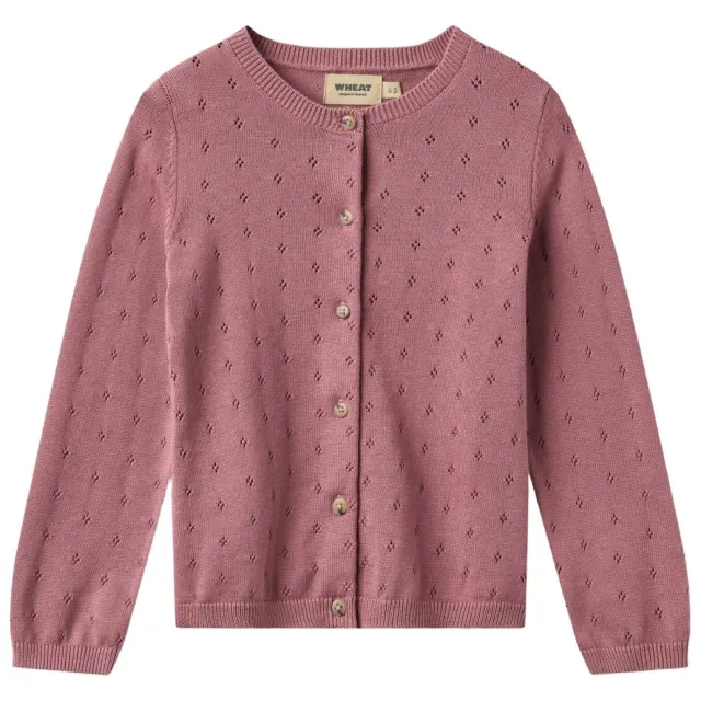 Wheat katoenen rechtvallend gebreid vest met cut-out - roze