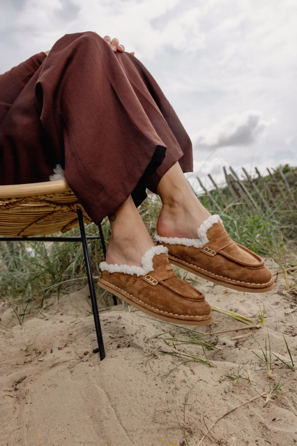 Shabbies Amsterdam Wilja Penny suède slipper warm bruin, foto 5