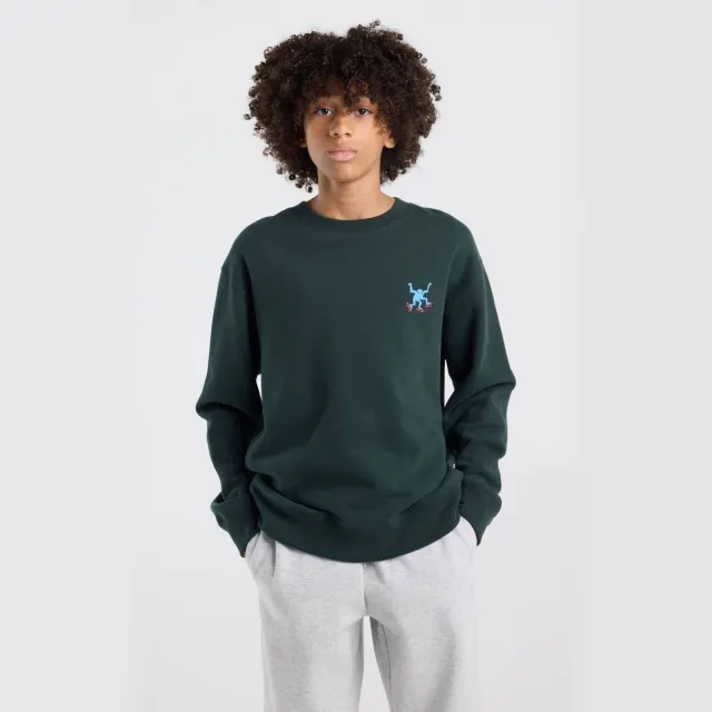 America Today sweater met print - donkergroen