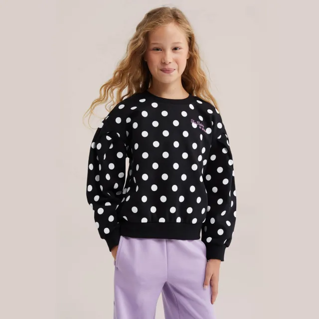 WE Fashion sweater met stippen - zwart/wit