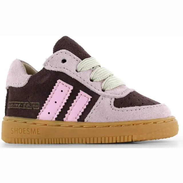 Shoesme suède sneakers - donkerbruin/roze