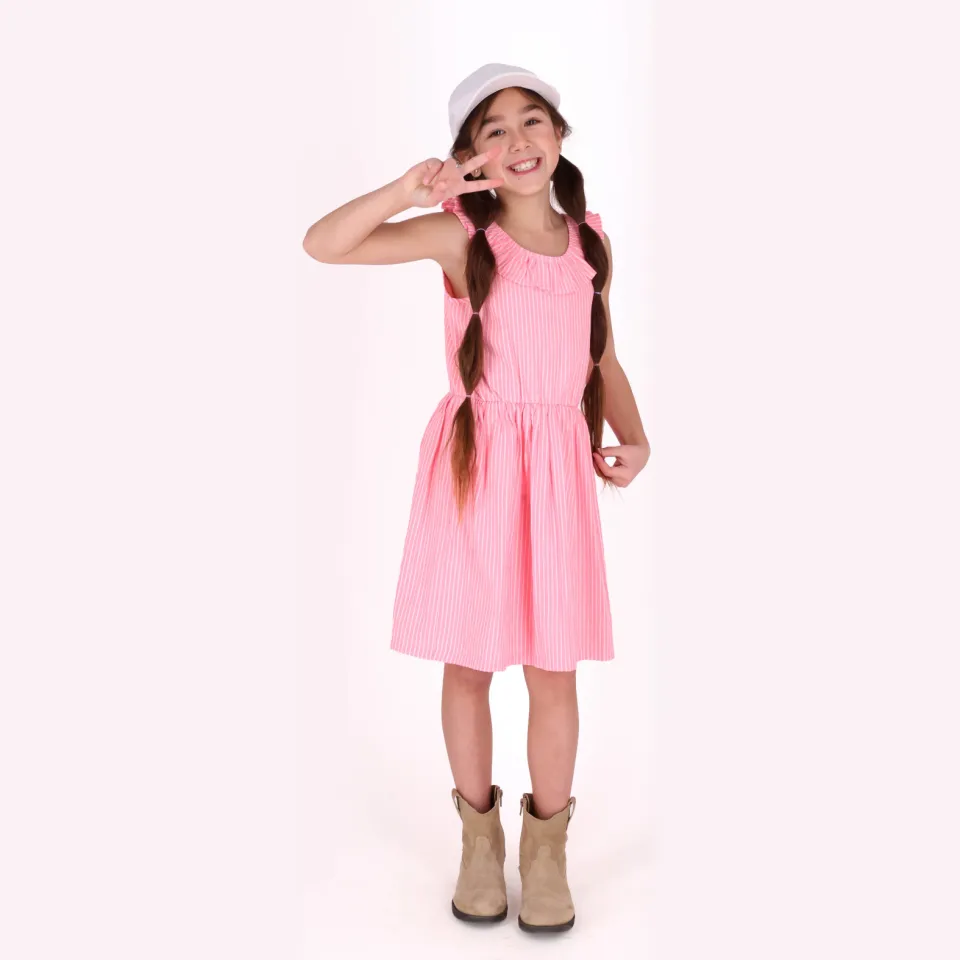 B.Nosy gestreepte midijurk roze, foto 4