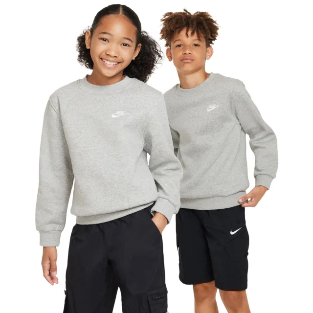 Nike Sportswear Club Fleece Crew Sweater Kids Lichtgrijs Wit