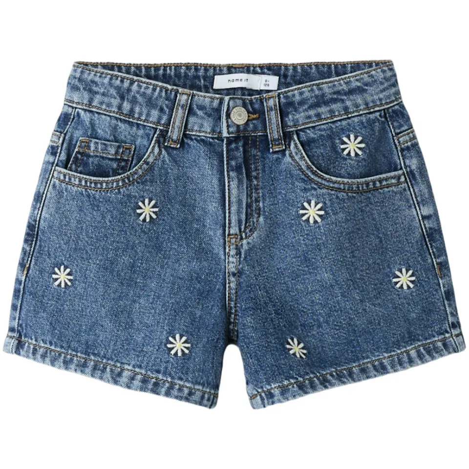 NAME IT NKFBELLA jeansshort medium blue denim Medium Blue Denim-Flowers