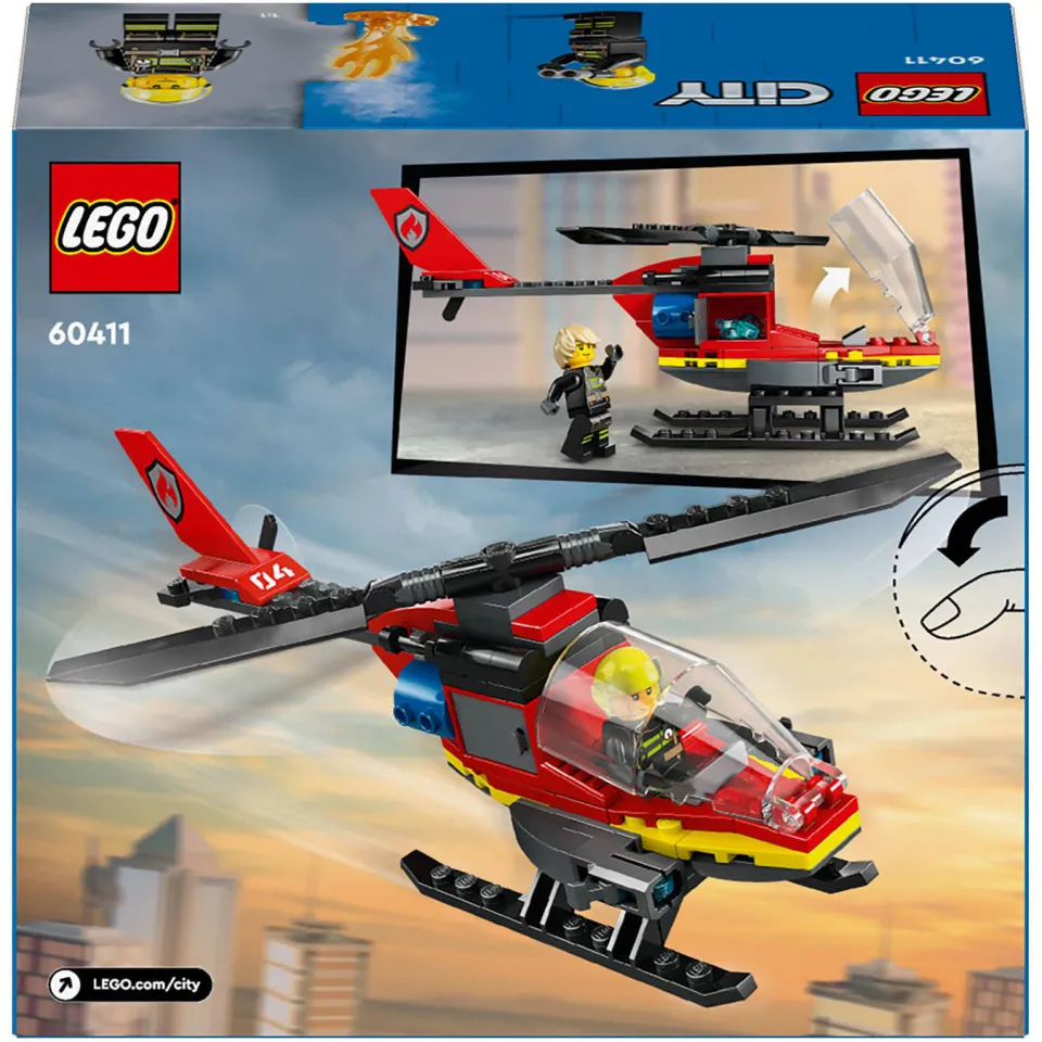 Lego City Brandweerhelikopter Reddingsvoertuig Speelgoed met Minifiguur van Piloot 60411, foto 5
