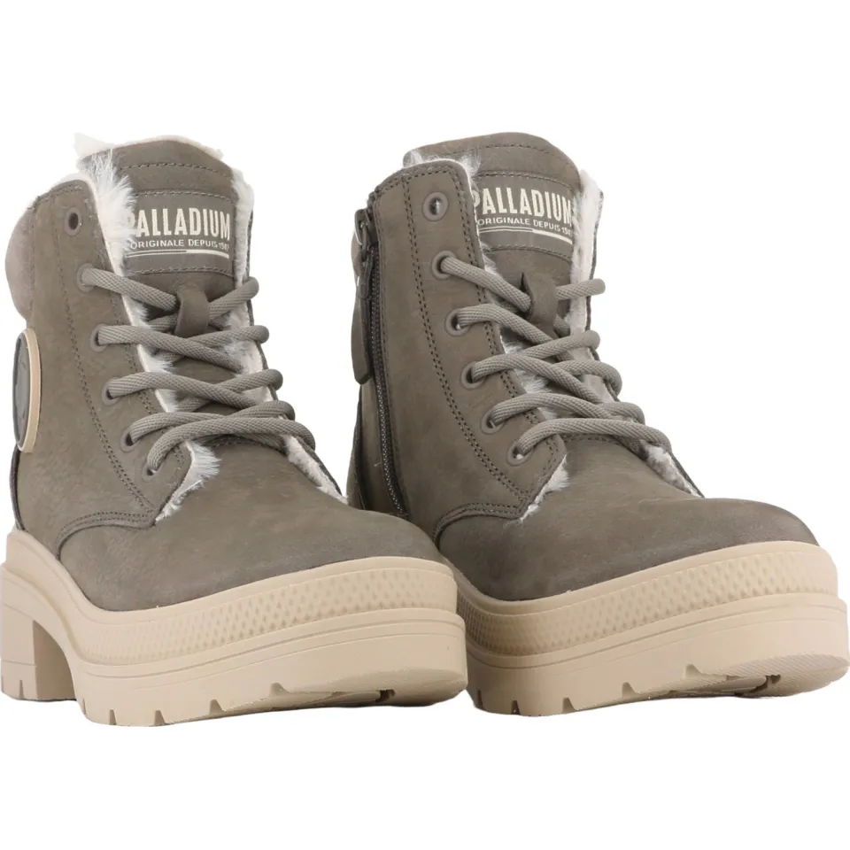 Palladium leren sneakers met blokhak - grijs, foto 2