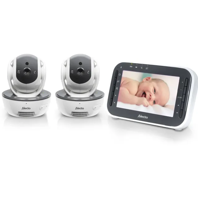 Alecto DVM200M + DVM200C Babyfoon met camera en 4.3' kleurenscherm + Extra camera wit/grijs