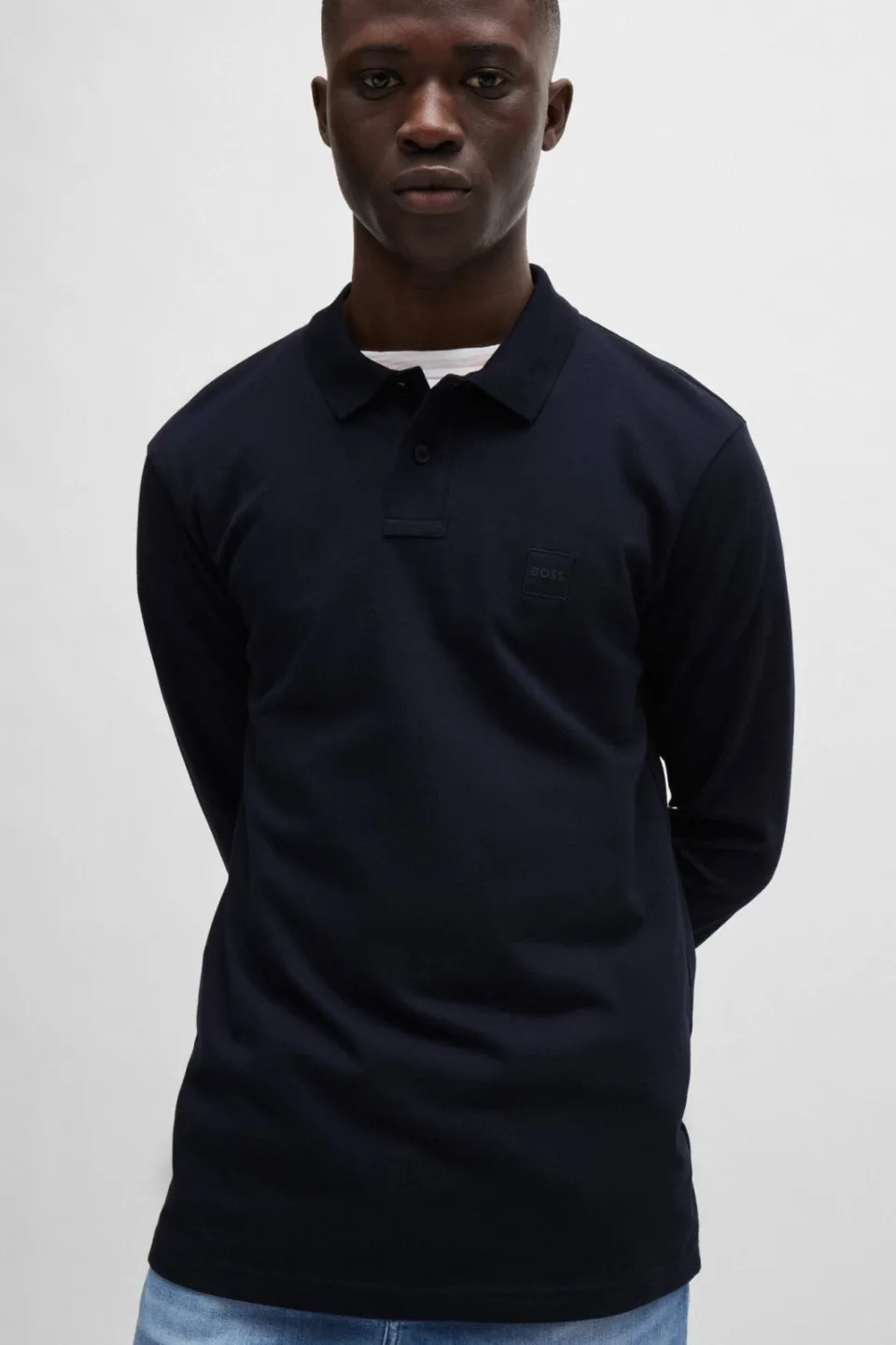 Boss slim fit polo Passerby met logo dark blue, foto 5