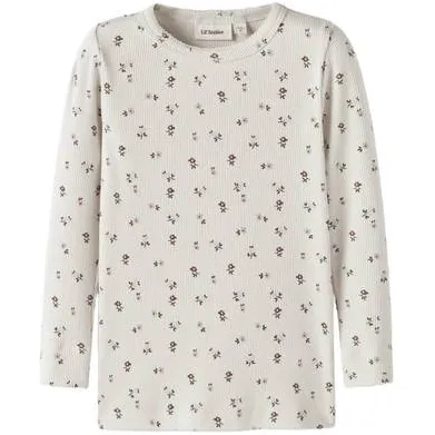 Lil' Atelier Mini aansluitend longsleeve ecru met print, foto 2