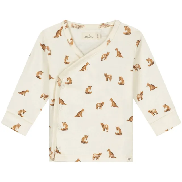 A Tiny Story longsleeve met print ivoor Ivoor/bruin