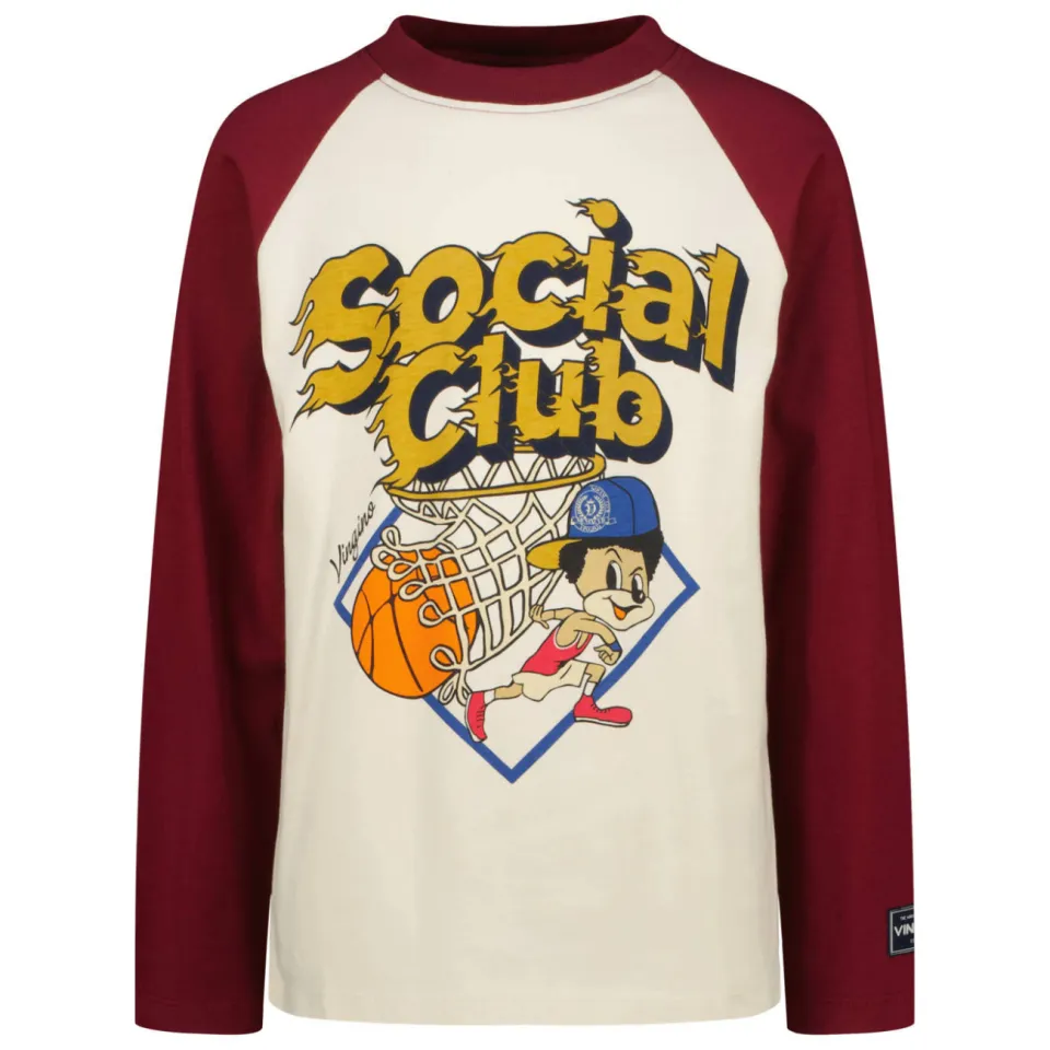 Vingino Hilden longsleeve ecru met donkerrood, foto 2