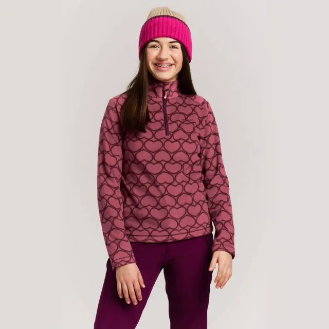 Protest PRTRemissy JR sweater met opstaande kraag en hartjes - koraalrood/bordeaux