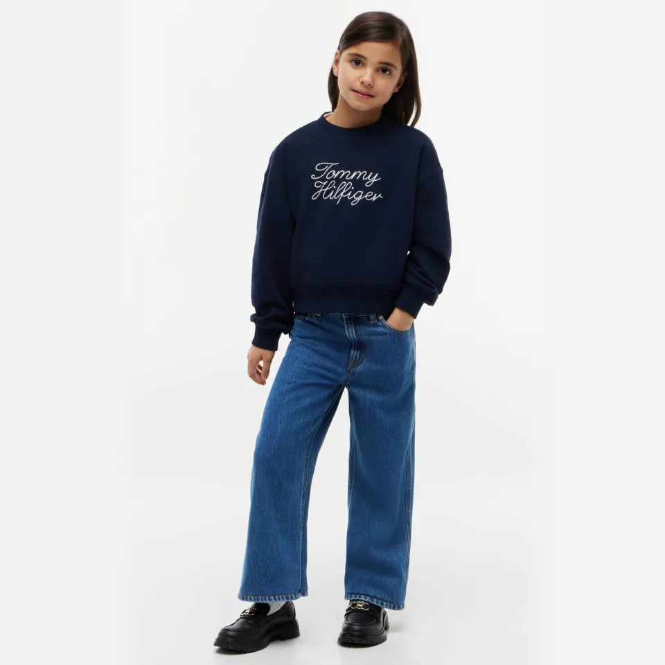 Tommy Hilfiger sweater met borduursels - donkerblauw