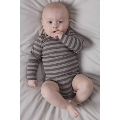 NAME IT BABY modal gestreepte romper - bruin, foto 3