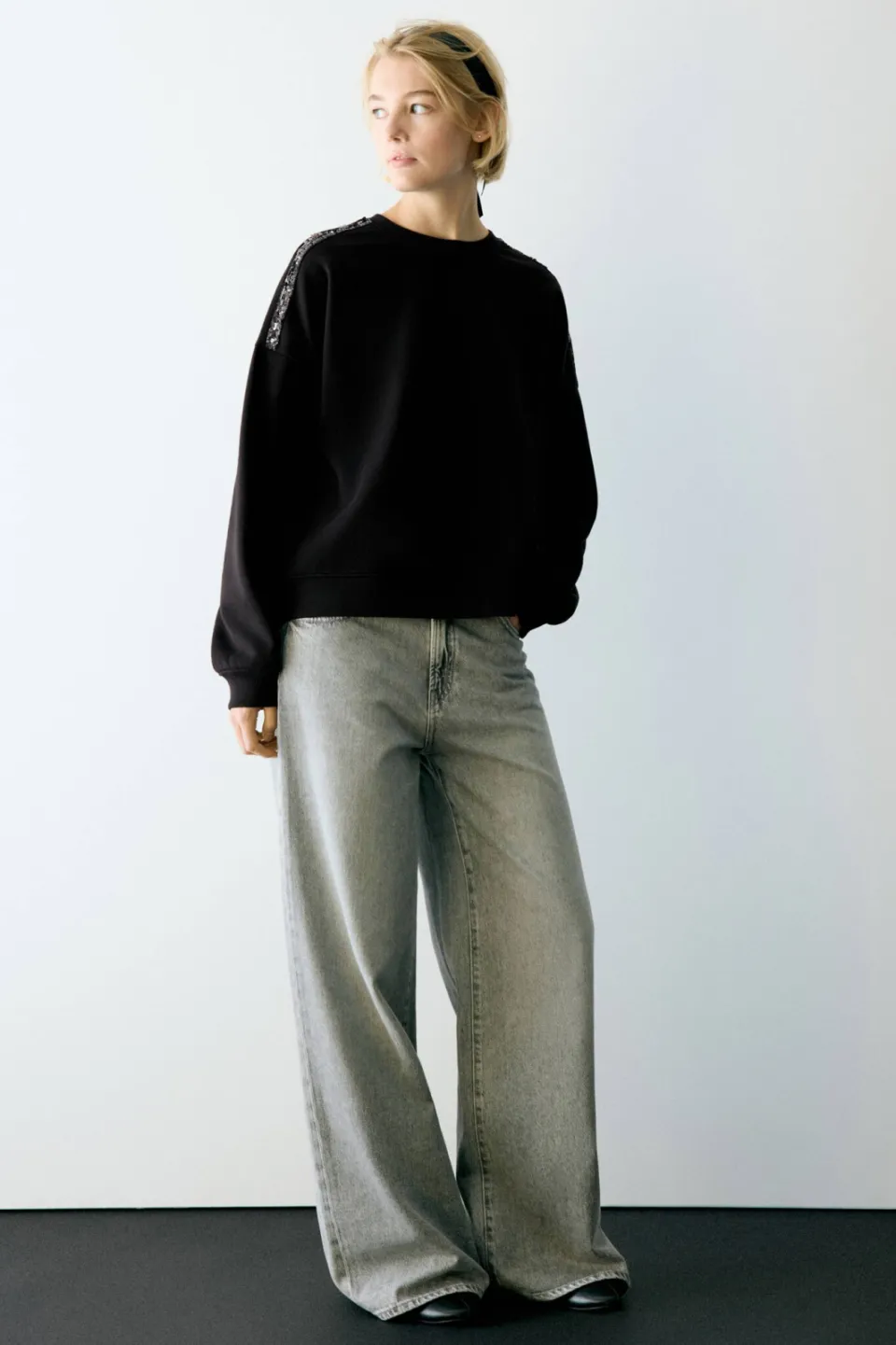 Mango TEEN sweater met glitters - zwart, foto 4