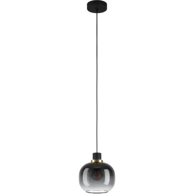 EGLO Oilella Hanglamp - E27 - 19 cm - Smoke glas - Zwart|Geelkoper Zwart;Messing;Zwart;Grijs;Transparant;