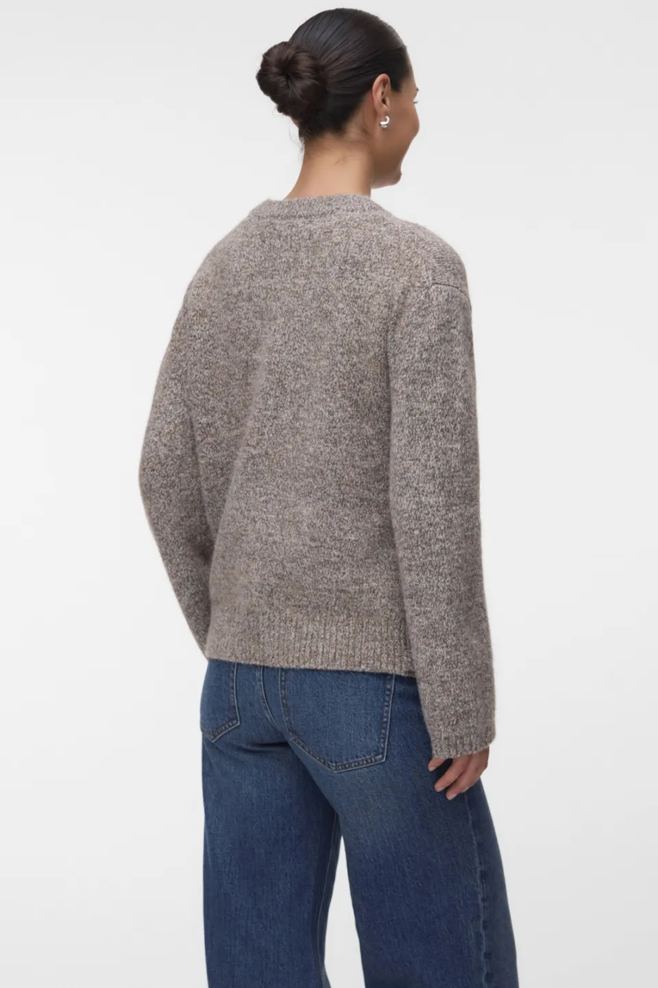 Vero Moda MATERNITY gebreide zwangerschapstrui met split, melée en wol - lichtbruin, foto 4