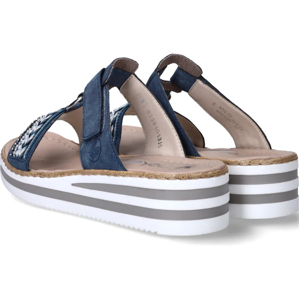 Rieker Slippers Dames Blauw, foto 7