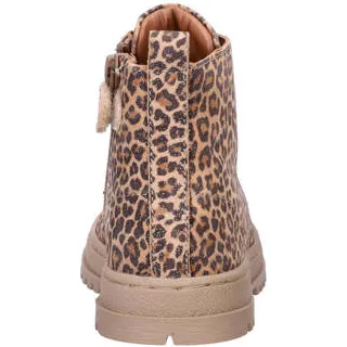 Nelson Kids nubuck veterboots met panterprint brons cognac/zwart, foto 4