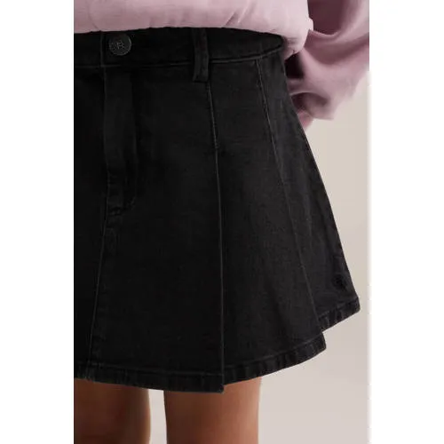 WE Fashion Blue Ridge denim plooirok zwart, foto 5