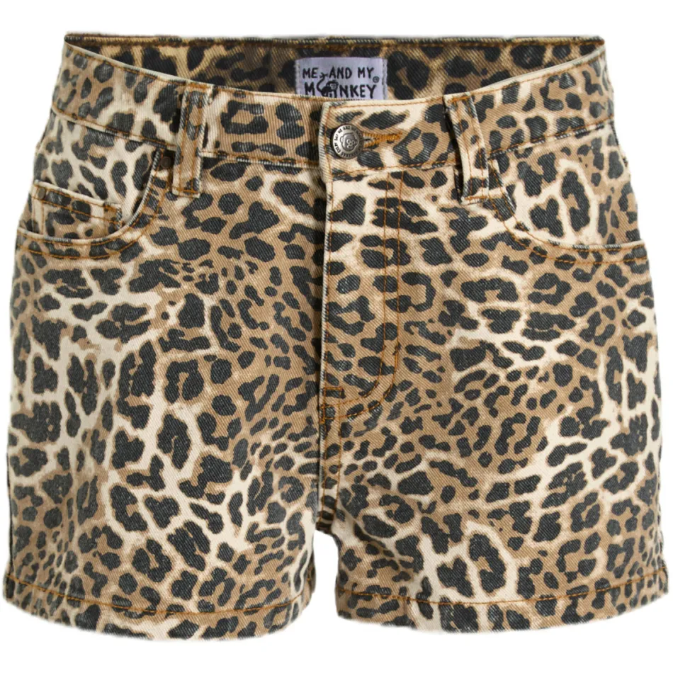 Me & My Monkey denim short Novi panterprint bruin, foto 2