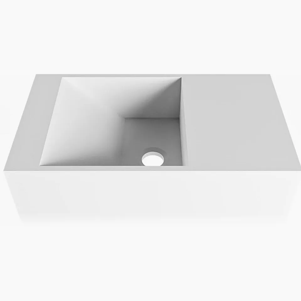 Mondiaz Fontein Mondiaz Tyne 40 cm Solid Surface Positie Links Zonder Kraangat Talc