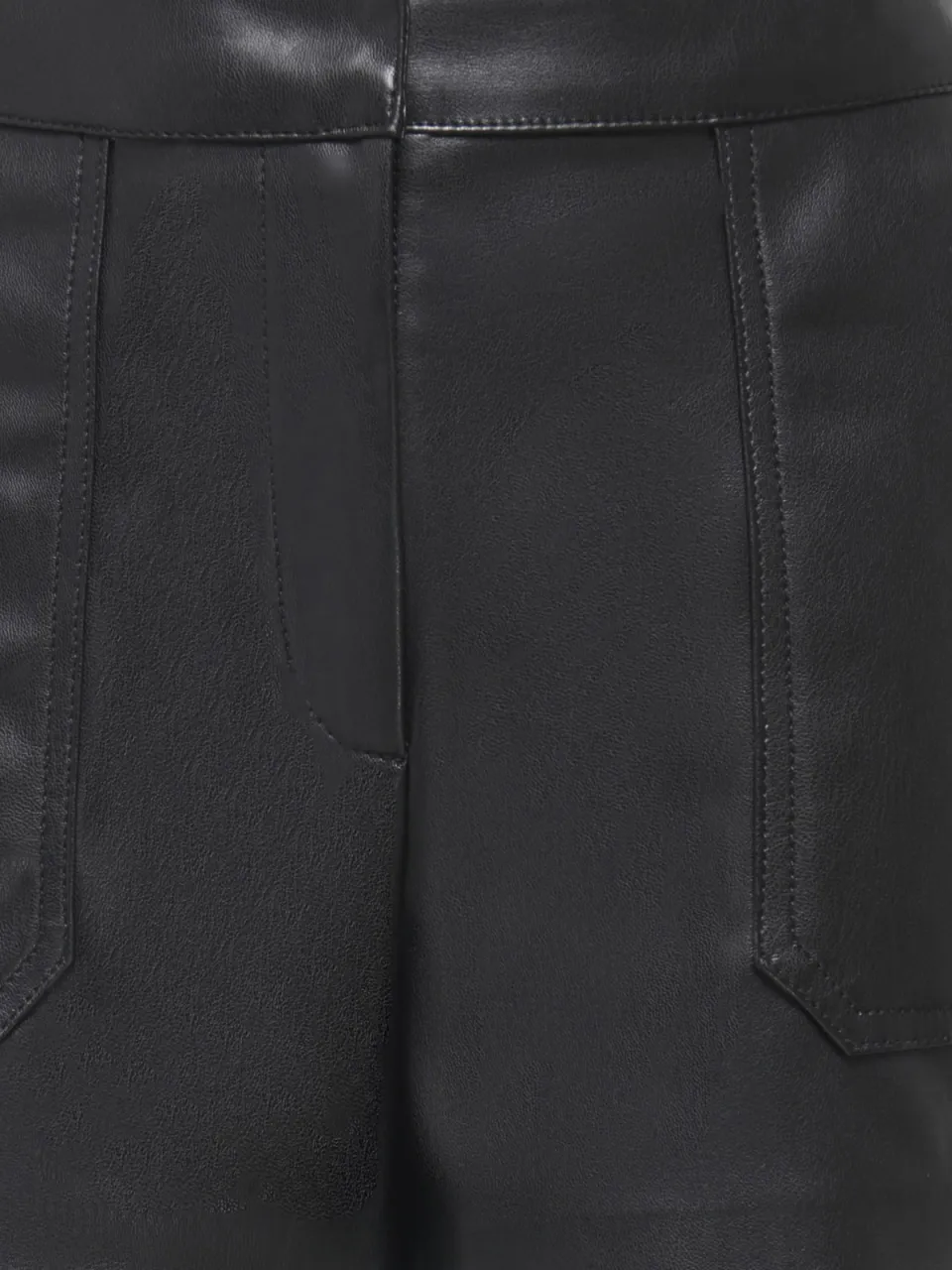 Only imitatieleren korte broek zwart, foto 3