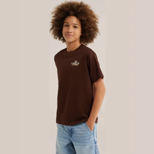WE Fashion T-shirt met backprint donkerbruin, foto 4
