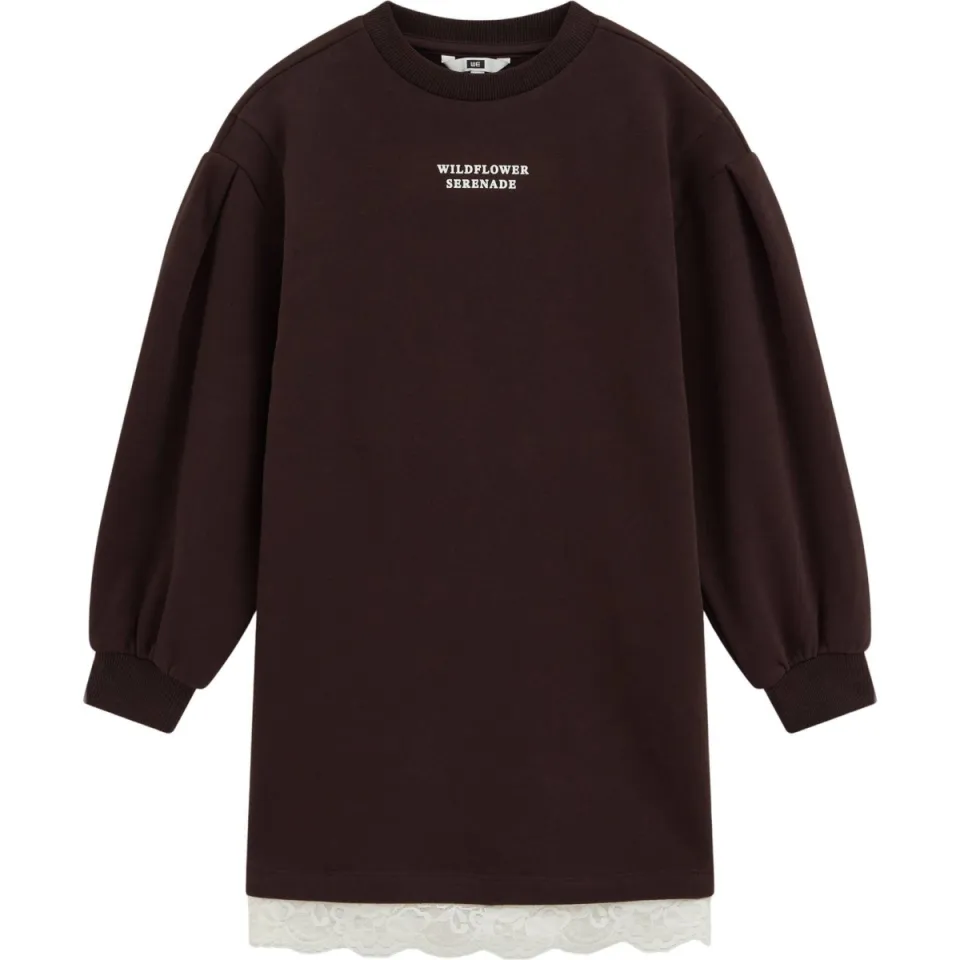 WE Fashion sweatjurk met tekst donkerbruin, foto 2