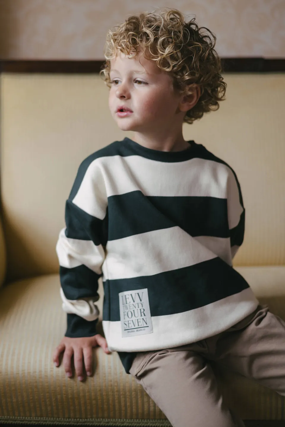 Levv gestreepte sweater - zwart/ecru, foto 5