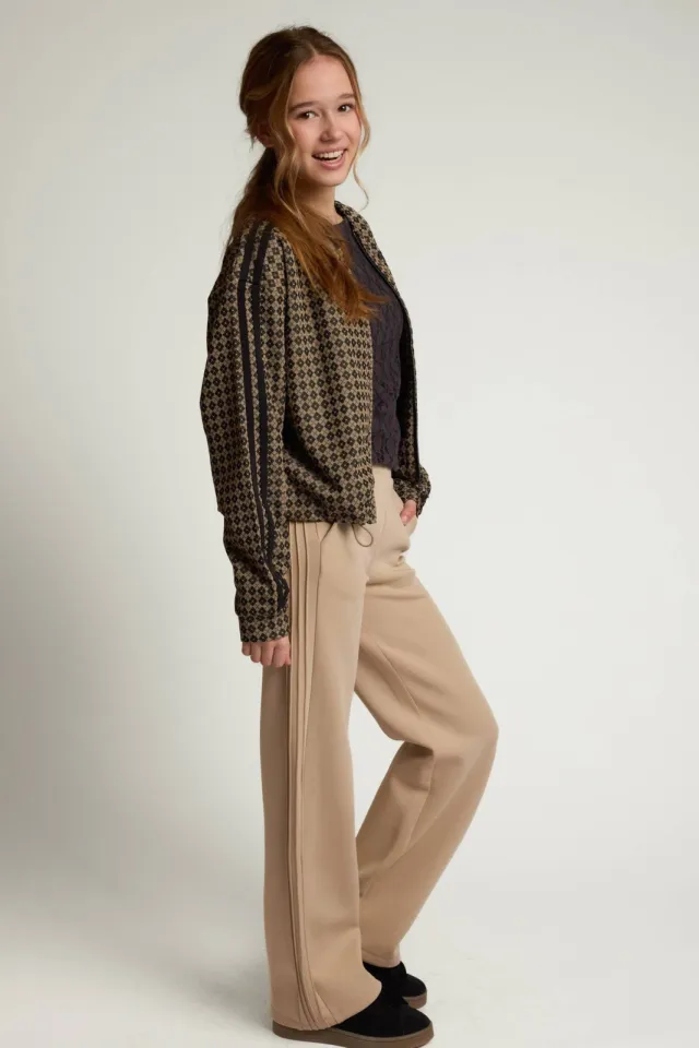 LOOXS 10sixteen boxy gevoerd vest met print - camel