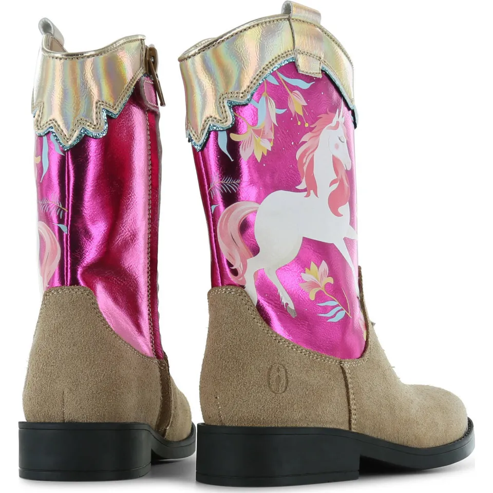 Shoesme suède cowboylaarzen beige/fuchsia, foto 3