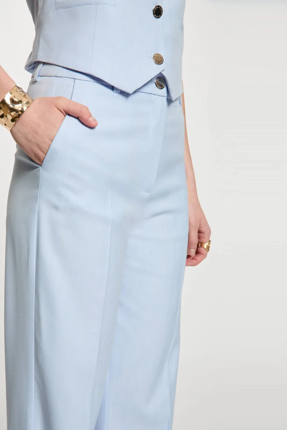 Morgan straight high waist pantalon lichtblauw, foto 4